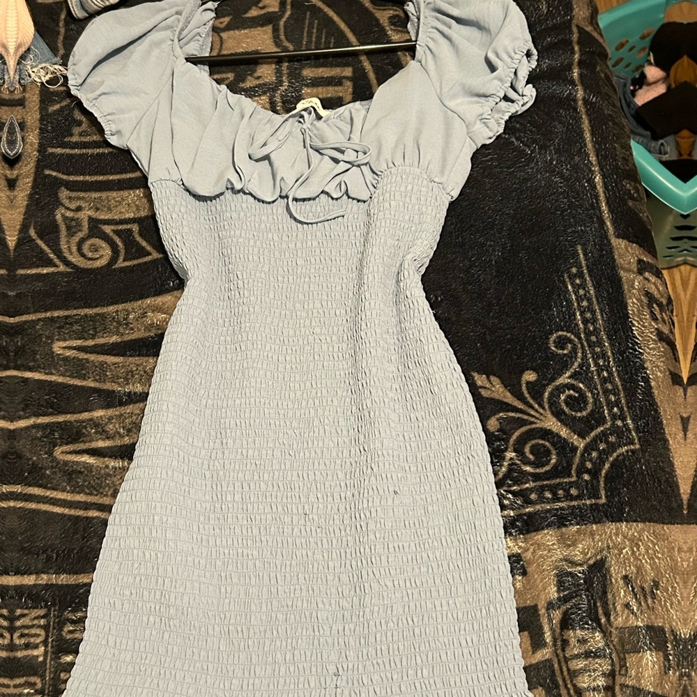 Elegant Ruffled Blue Dress